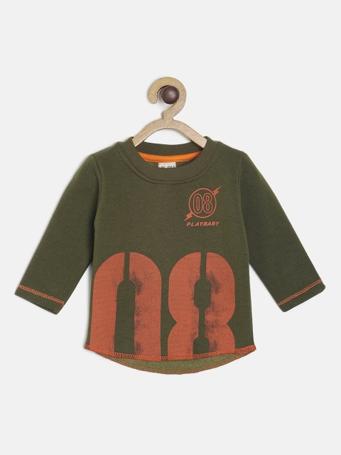 

Little Kangaroos Boys Olive Green Printed Sweatshirt