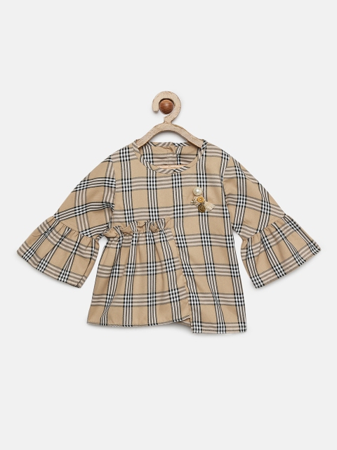 

Little Kangaroos Girls Beige Checked Top
