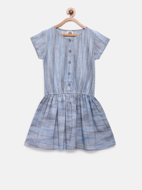 

Cub McPaws Girls Blue Striped Drop-Waist Dress