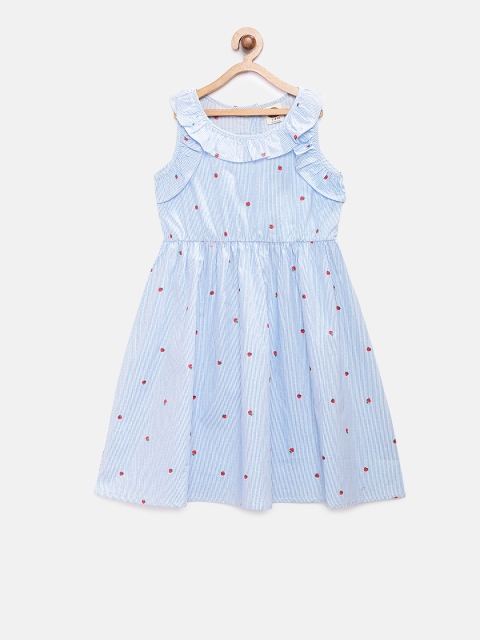 

Cub McPaws Girls Blue Striped A-Line Dress