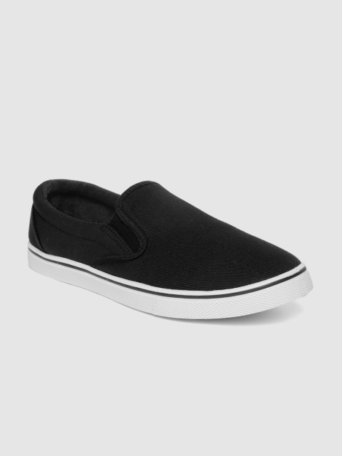 

Peter England Men Black Slip-On Sneakers