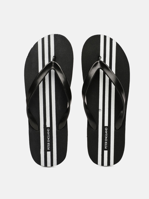 

Peter England Men Black Striped Thong Flip-Flops
