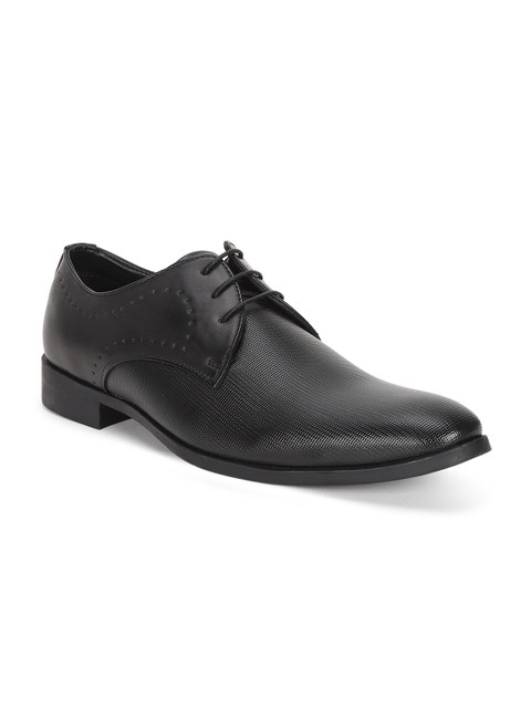 

Peter England Men Black Textured Formal Derbys