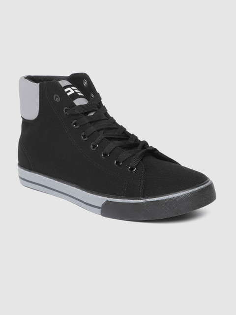 

Peter England Men Black Solid Mid-Top Sneakers