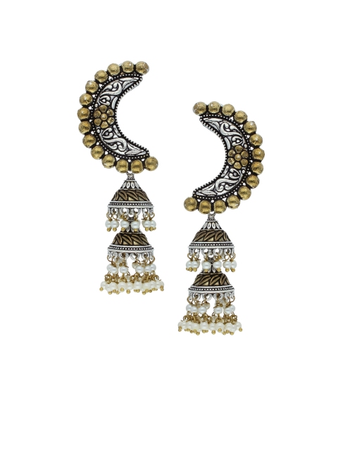 

Sia Art Jewellery Silver-Plated Gold-Toned Antique Contemporary Jhumkas