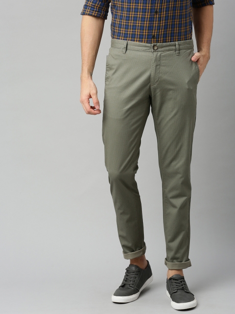 

U.S. Polo Assn. Men Olive Green Austin Trim Fit Solid Regular Trousers