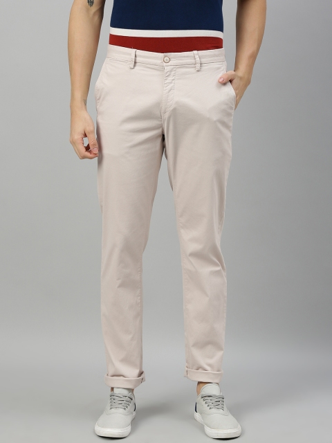 

U.S. Polo Assn. Men Off-White Denver Slim Fit Self Design Regular Trousers