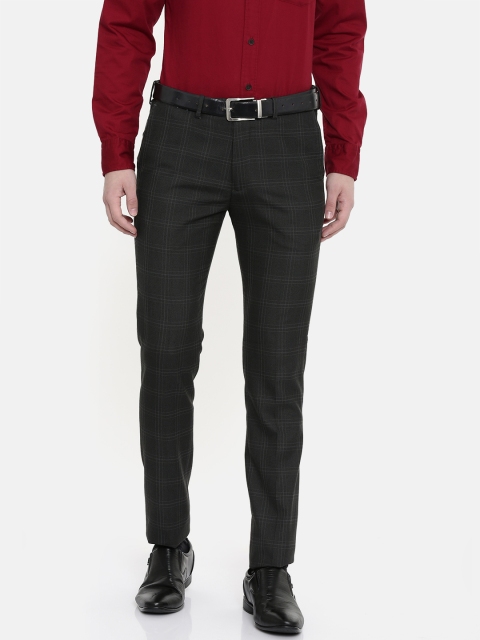 

U.S. Polo Assn. Men Black Slim Fit Checked Formal Trousers