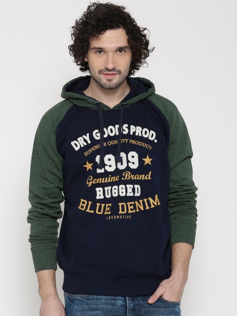 

Locomotive Navy Hooded Printed Sweatshirt, Navy blue