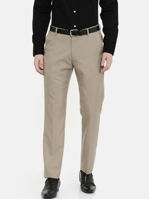 

U.S. Polo Assn. Men Beige Tailored Fit Solid Formal Trousers