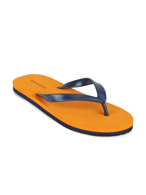 

Peter England Men Navy Blue & Yellow Solid Thong Flip-Flops