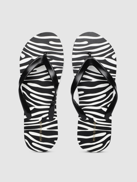 

Peter England Men Black Striped Thong Flip-Flops