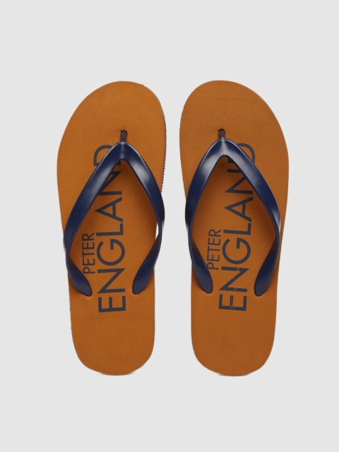 

Peter England Men Orange & Navy Blue Printed Thong Flip-Flops