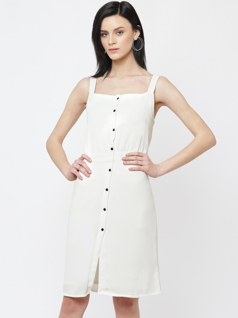 

DODO & MOA Women White Solid A-Line Dress