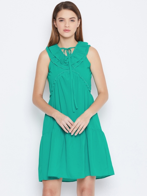 

DODO & MOA Women Sea Green Solid A-Line Dress