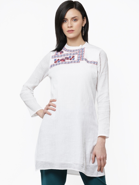 

DODO & MOA Women White Solid A-Line Kurta