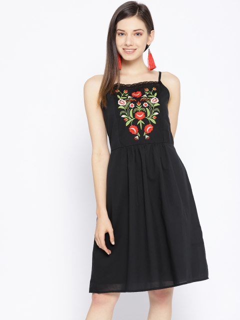 

DODO & MOA Women Black Solid A-Line Dress