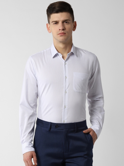 

Peter England Men White Slim Fit Striped Casual Shirt