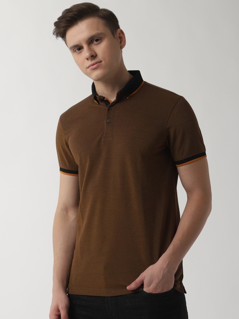 

Peter England Men Brown Solid Polo Collar T-shirt
