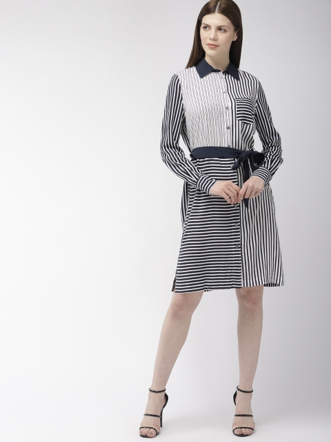 

Tommy Hilfiger Women Striped Navy Blue Shirt Dress