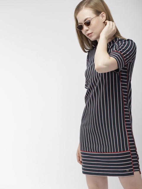 

Tommy Hilfiger Women Striped Navy Blue & White Sheath Dress
