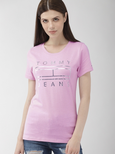 

Tommy Hilfiger Women Lavender Printed Round Neck T-shirt