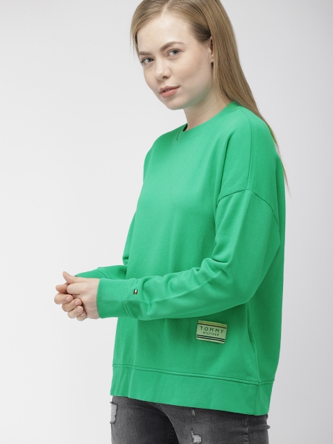 

Tommy Hilfiger Women Green Solid Sweatshirt