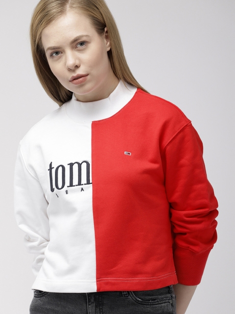 

Tommy Hilfiger Women Red & White Colourblocked Sweatshirt