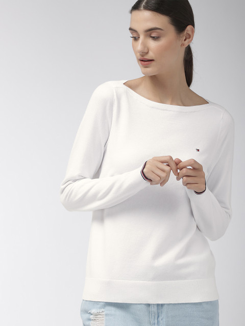 

Tommy Hilfiger Women White Solid Sweater