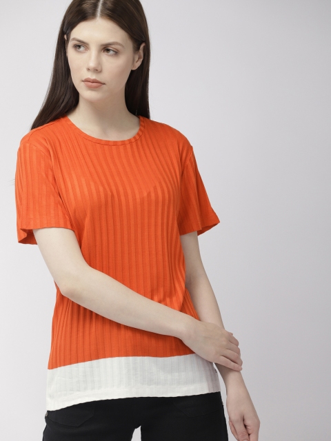 

Tommy Hilfiger Women Orange Colourblocked T-shirt