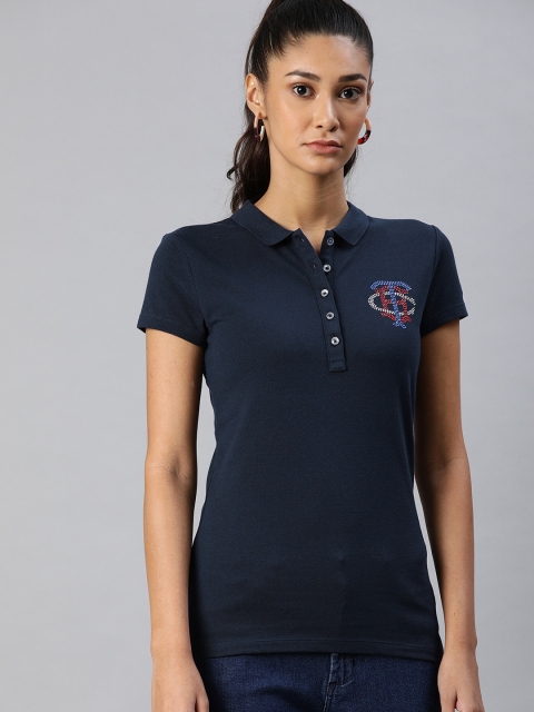 

Tommy Hilfiger Women Navy Blue Solid Polo Collar T-shirt