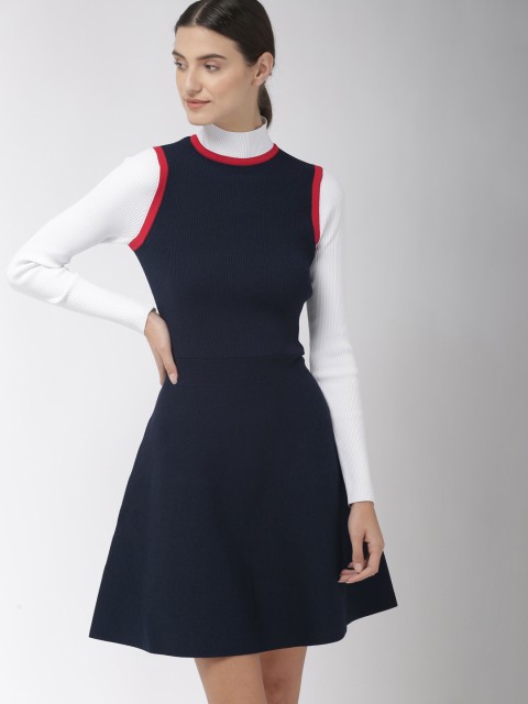 

Tommy Hilfiger Women Solid Navy Blue A-Line Dress