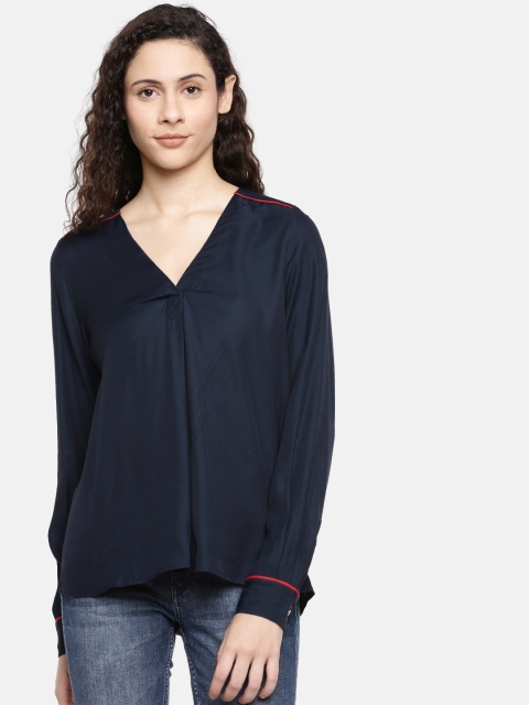 

Tommy Hilfiger Women Navy Blue Hermosa Solid A-Line Top