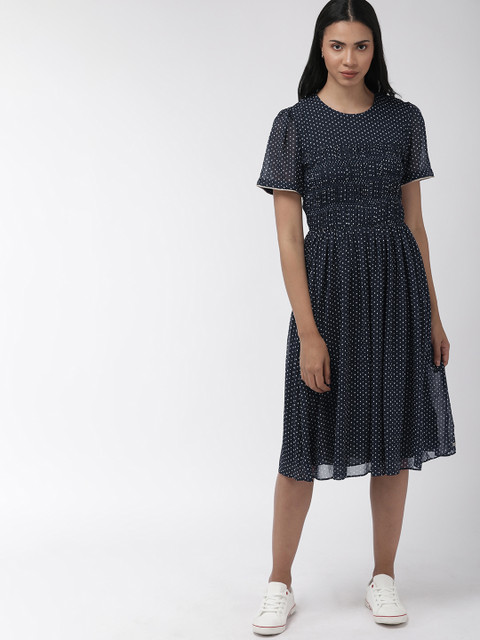 

Tommy Hilfiger Women Navy Blue Printed Fit and Flare Dress