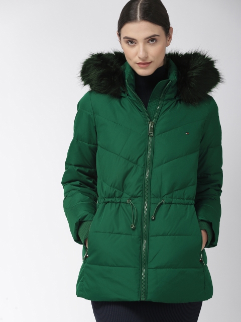 

Tommy Hilfiger Women Green Solid Parka Jacket