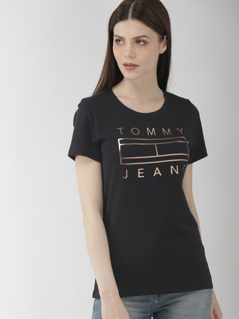 

Tommy Hilfiger Women Black Printed Round Neck T-shirt