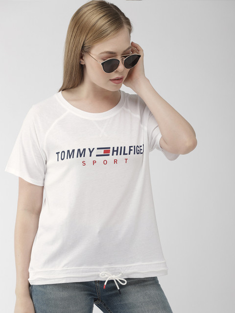 

Tommy Hilfiger Women White Printed Round Neck T-shirt