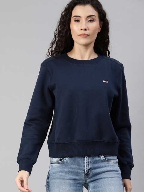 

Tommy Hilfiger Women Navy Blue Solid Organic Cotton Sweatshirt