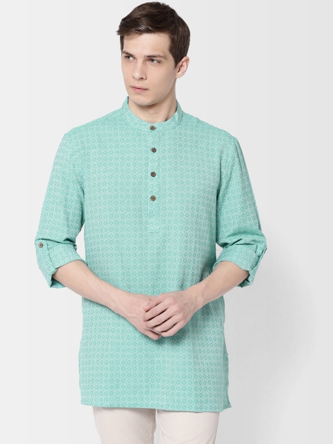 

Fabindia Men Green Woven Design Straight Kurta