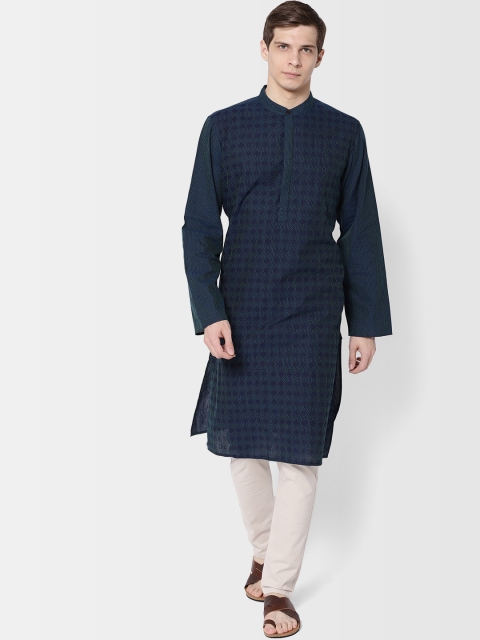 

Fabindia Men Navy Blue Printed Slim Fit Straight Kurta
