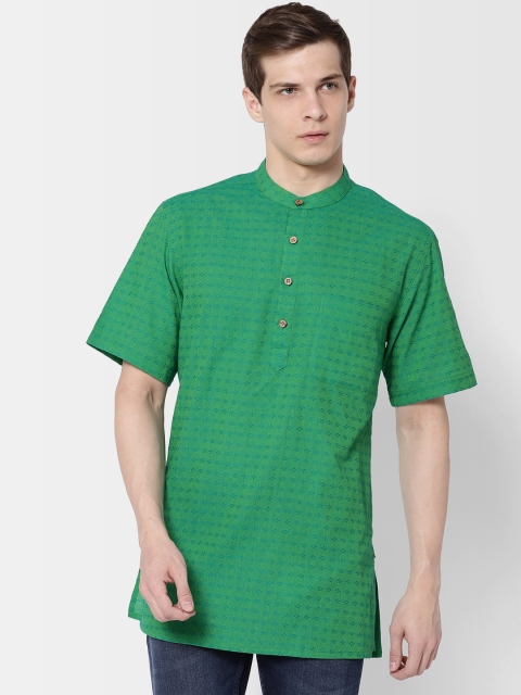 

Fabindia Men Green Woven Design Straight Kurta