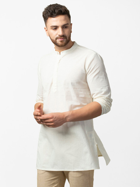 

Fabindia Men Off-White Solid Straight Kurta