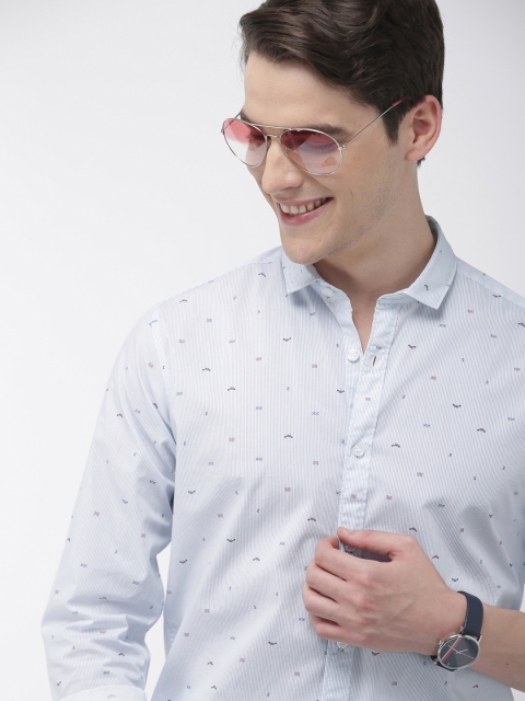

Mast & Harbour Men Blue Regular Fit Printed Casual Shirt