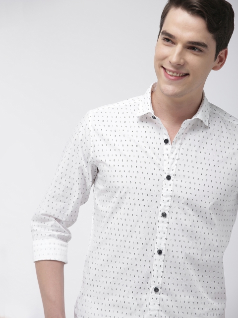 

Mast & Harbour Men White & Black Regular Fit Printed Casual Shirt