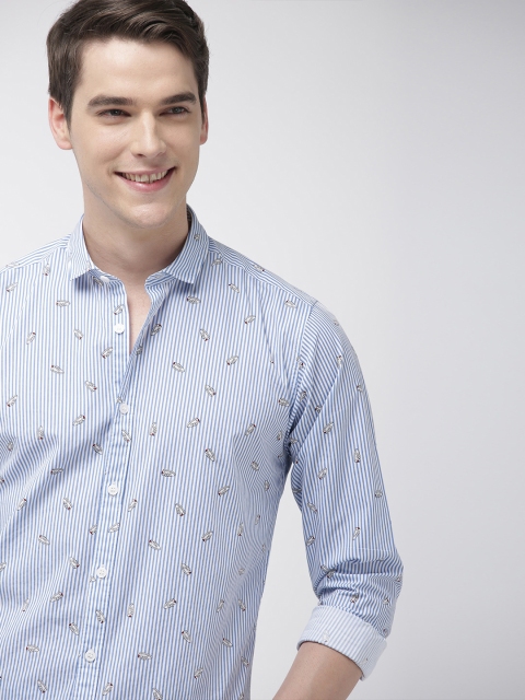 

Mast & Harbour Men Blue & White Regular Fit Striped Casual Shirt
