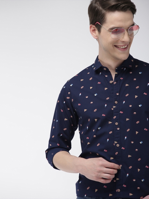 

Mast & Harbour Men Navy Blue & Red Regular Fit Printed Casual Shirt