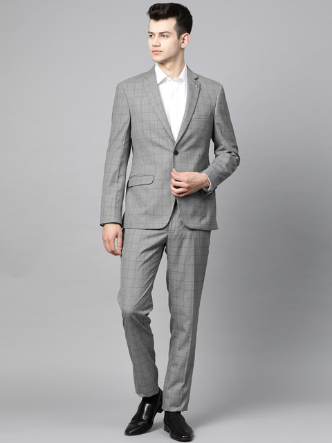 

Raymond Men Grey & Brown Checked Slim Fit Single-Breasted Formal Suit