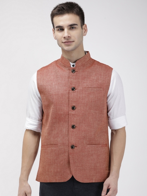 

Park Avenue Men Red Slim Fit Self-Design Nehru Jacket