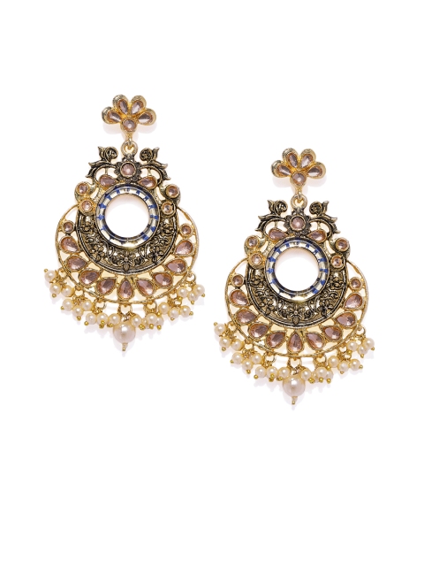 

Spargz Women Gold-Plated & Multicoloured AD Studded Circular Chandbalis