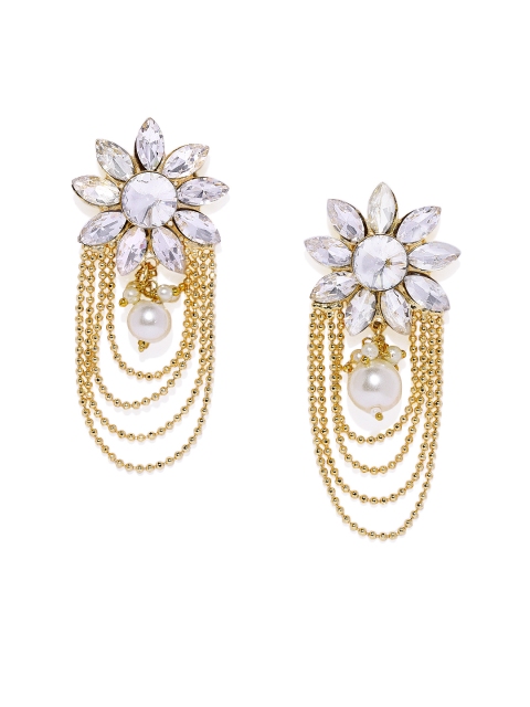 

Spargz Women Gold-Plated & White Floral Drop Earrings